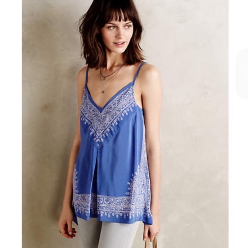 Anthropologie 100% Silk HD in Paris Moonset Tank